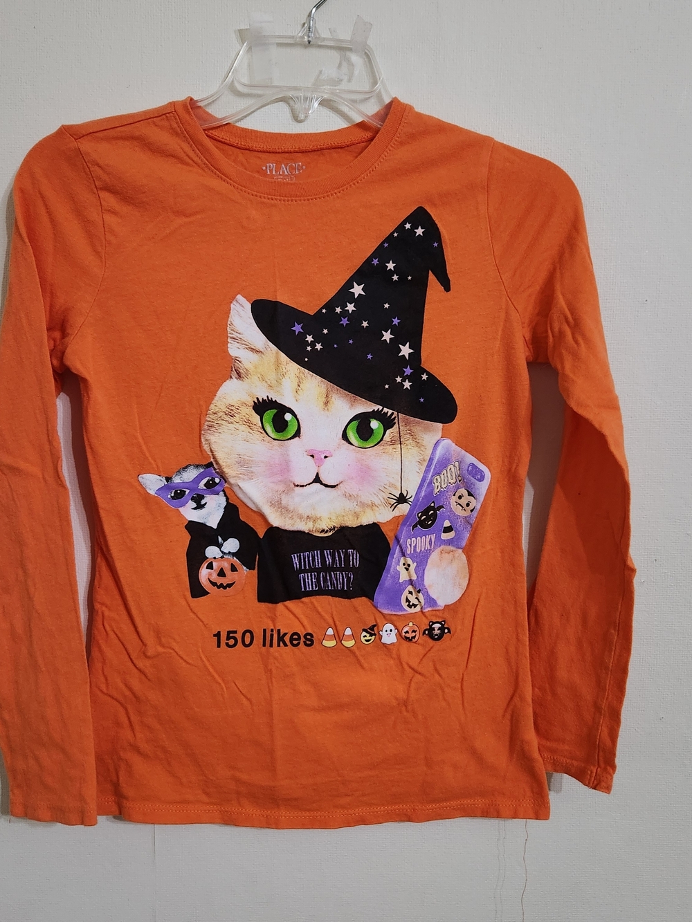 The Children's Place Orange Halloween Cat Witch Long Sleeve Tee